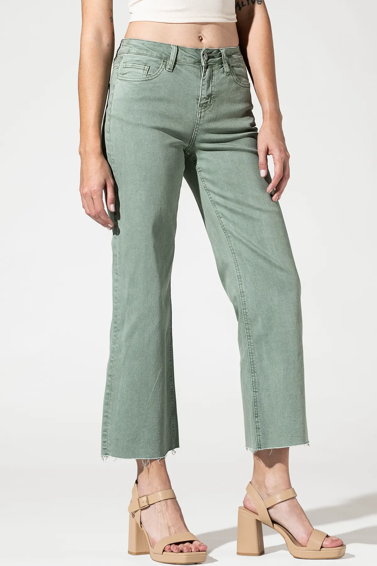 High Rise Crop Wide Leg