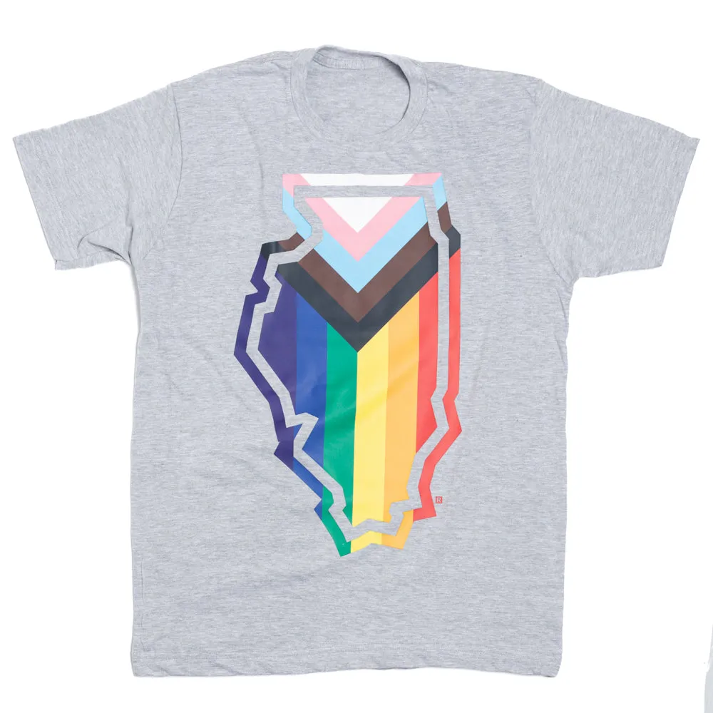 Illinois Outline Progress Pride Flag