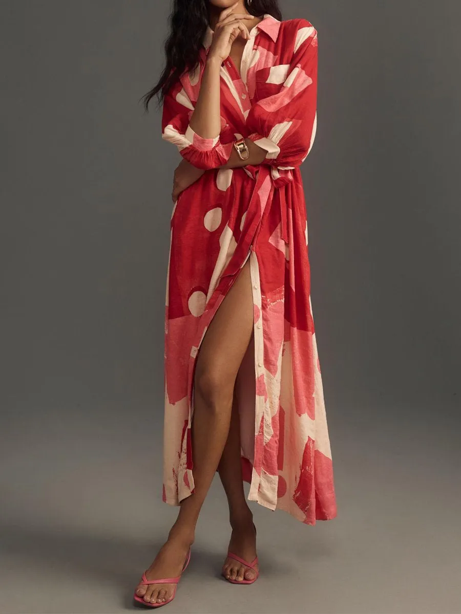 Isabella – Elegant Button-Detail Maxi Dress for Women