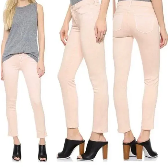 J. Brand Women's Cropped Rail Jeans Blush Pink Size 30