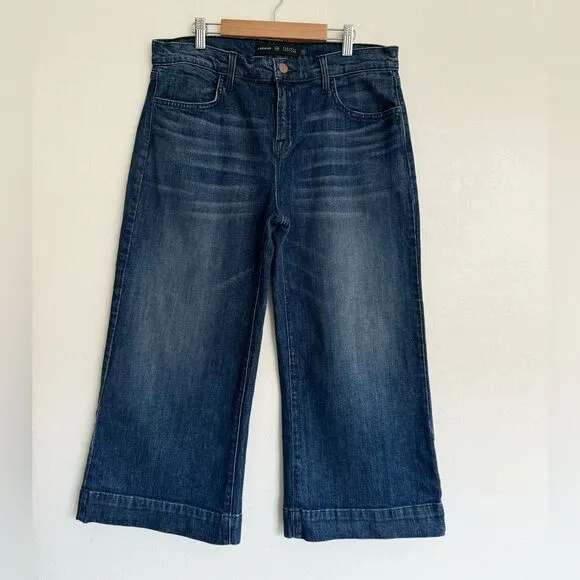 J Brand x Barney’s Liza Aviation High Rise Cropped Wide Leg Jeans Size 29