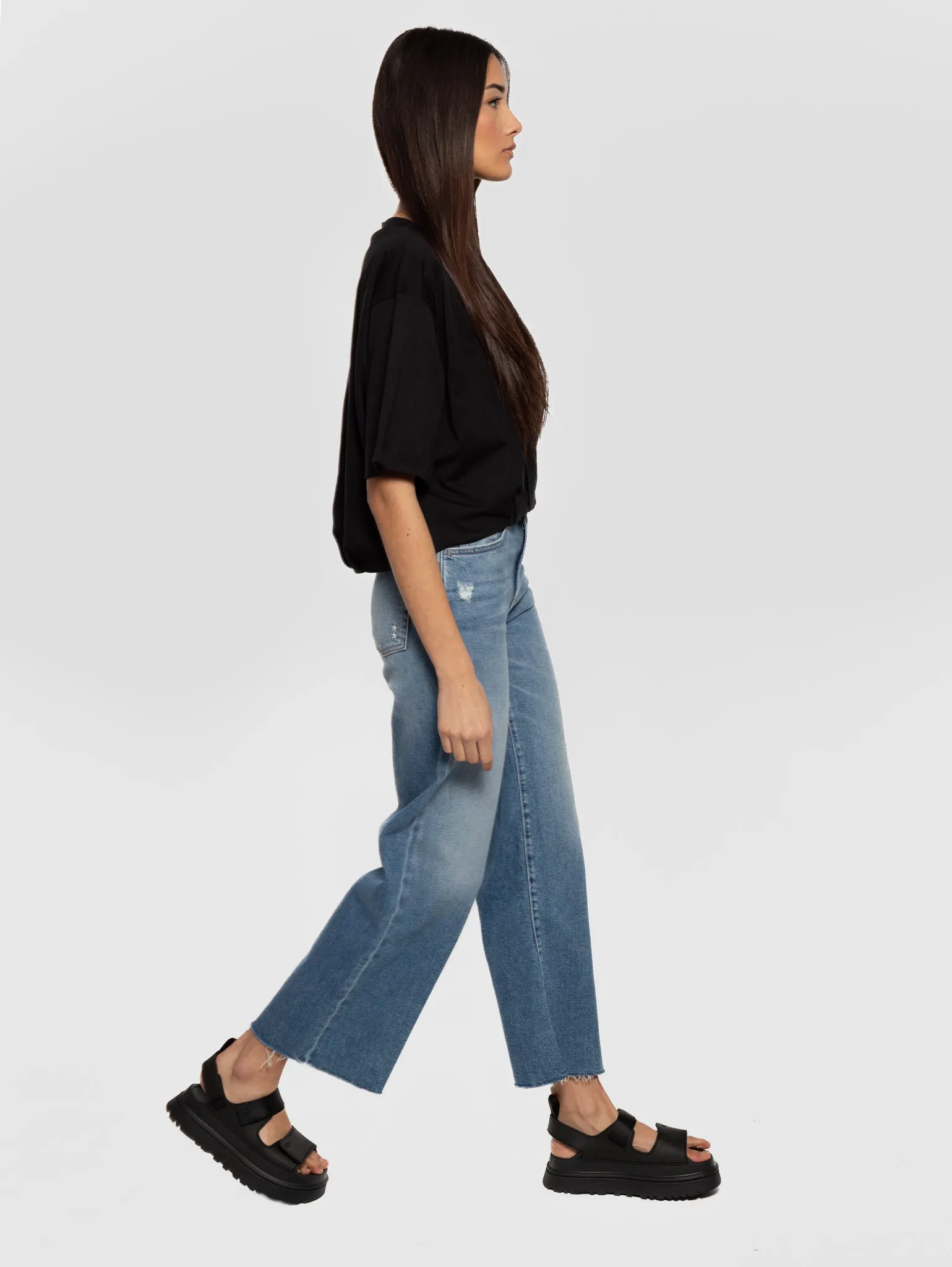 Jeans Angie con Orlo Sfrangiato Blu