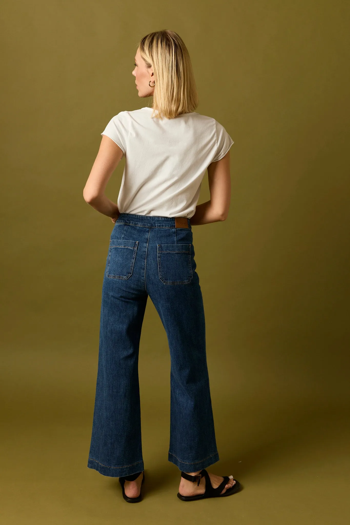 Jeans cropped marine azul