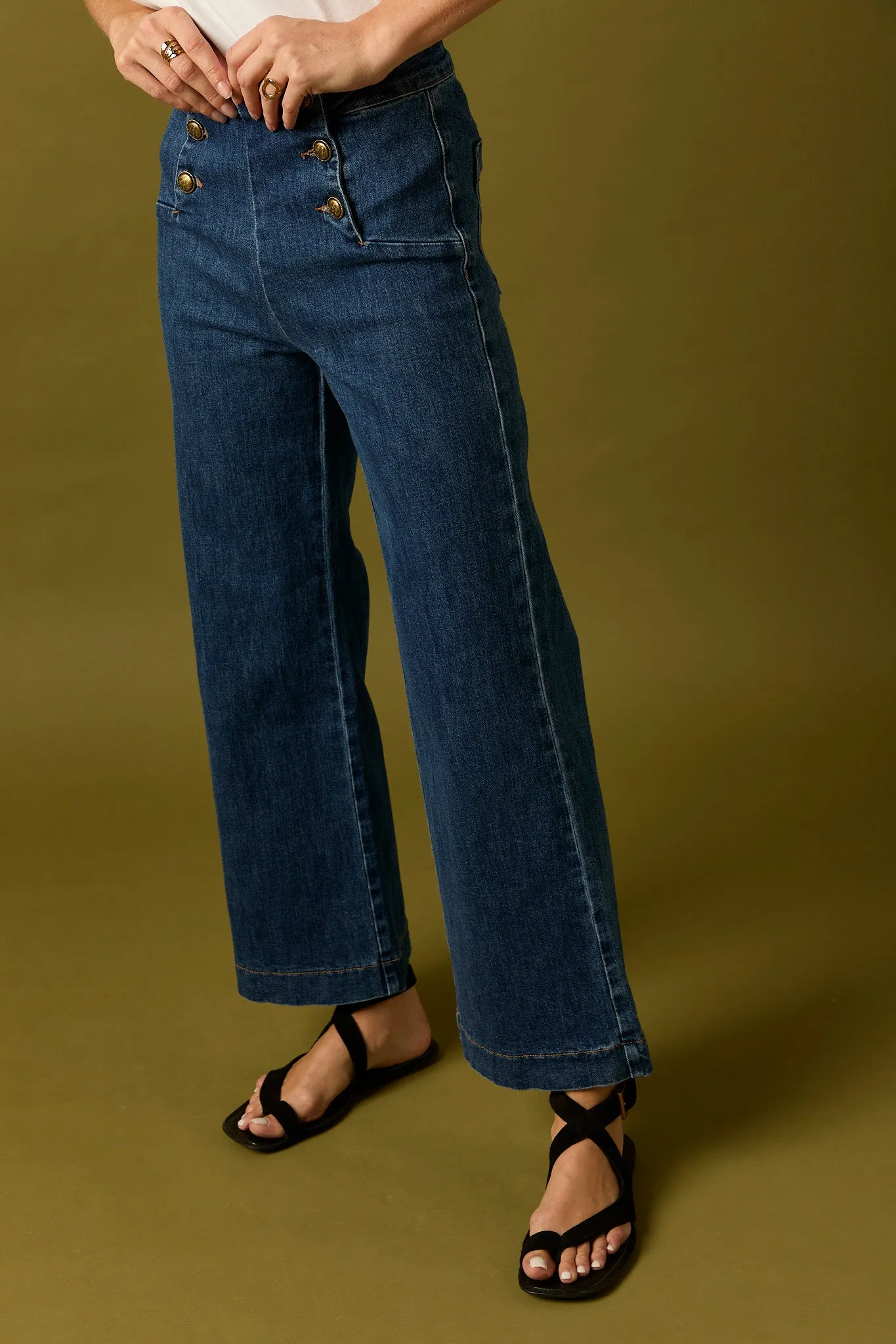 Jeans cropped marine azul