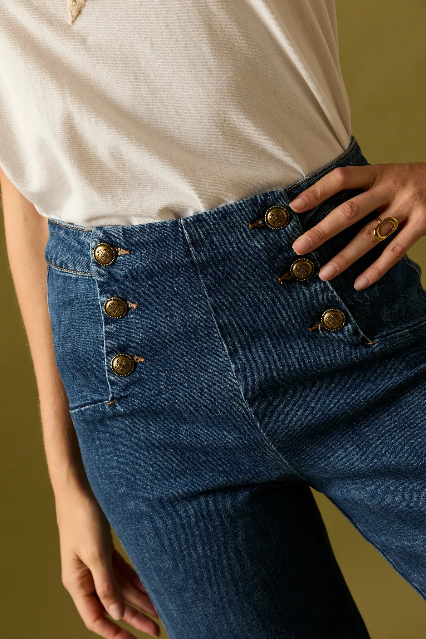 Jeans cropped marine azul