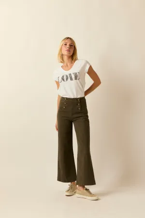 Jeans cropped marine verde kaki