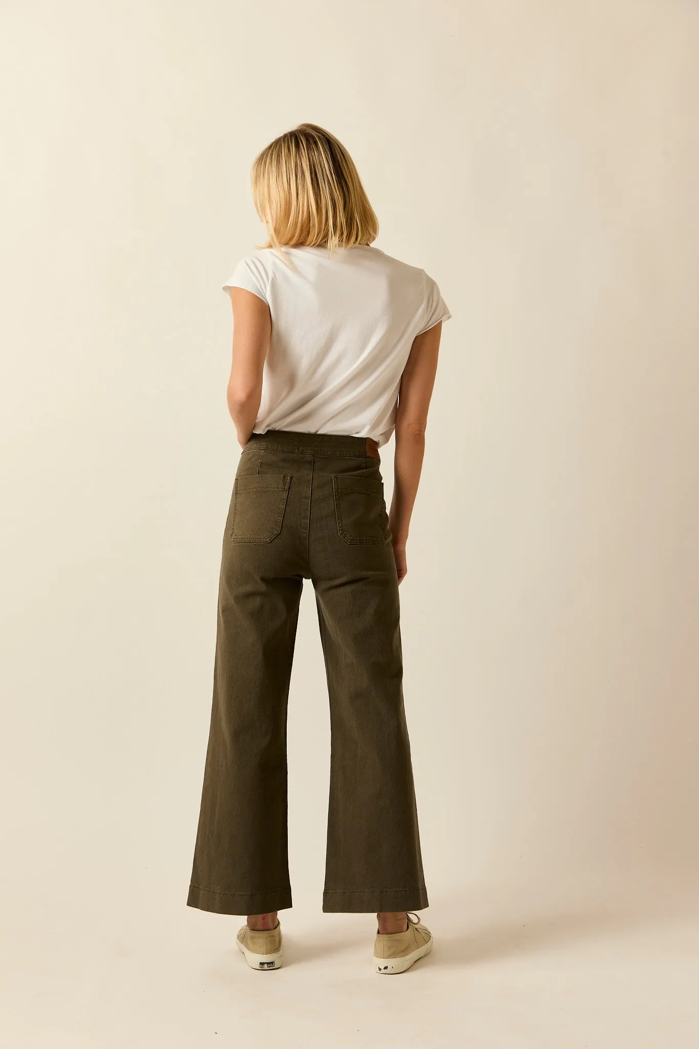 Jeans cropped marine verde kaki