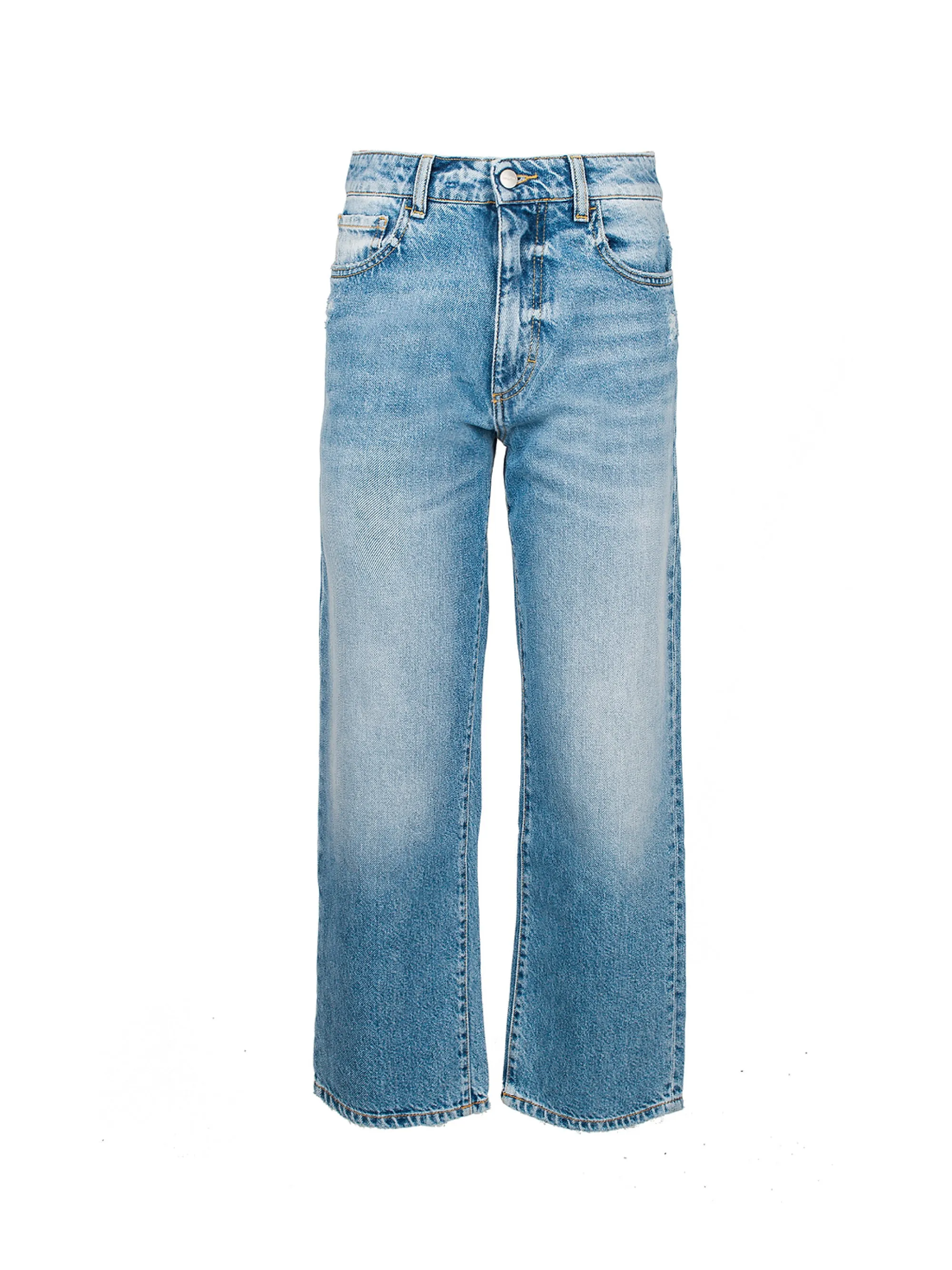 Jeans Jill Vita Alta e Gamba Cropped Blu