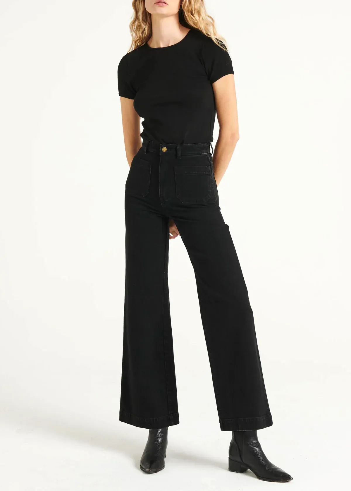 Jet Black Stretch Denim Sailor Jean <br> <I> Back in stock May 2025 </I>