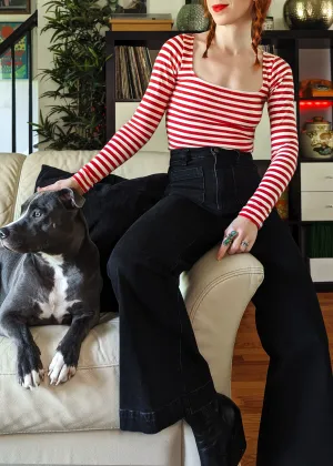 Jet Black Stretch Denim Sailor Jean <br> <I> Back in stock May 2025 </I>