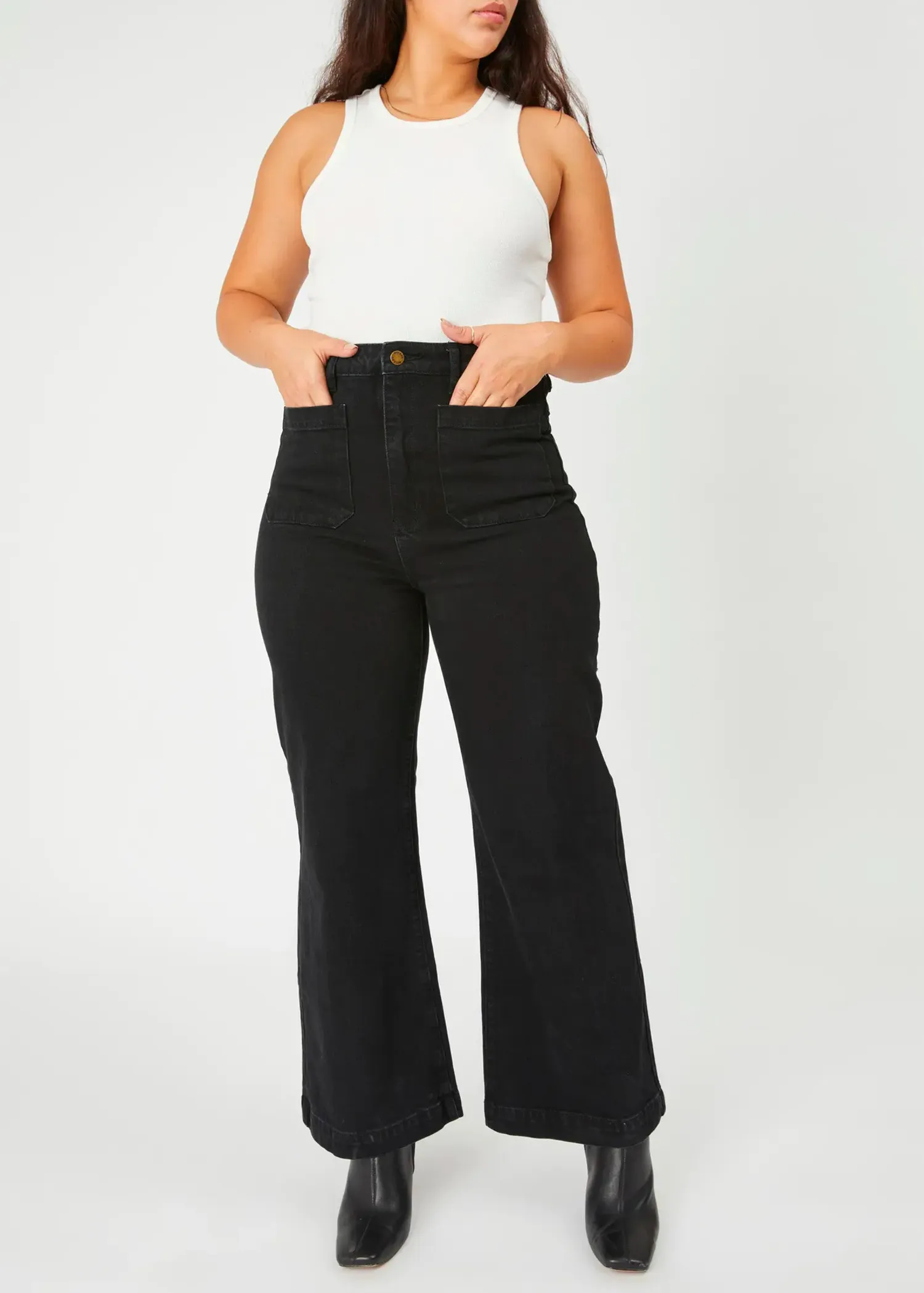 Jet Black Stretch Denim Sailor Jean <br> <I> Back in stock May 2025 </I>