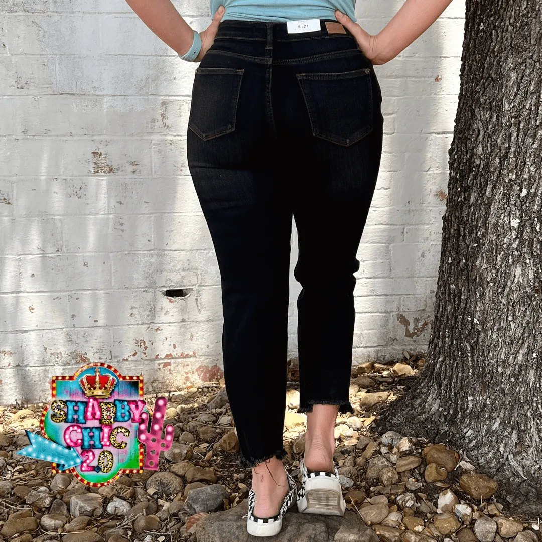 Judy Blue Crop Straight Leg Jeans - Black