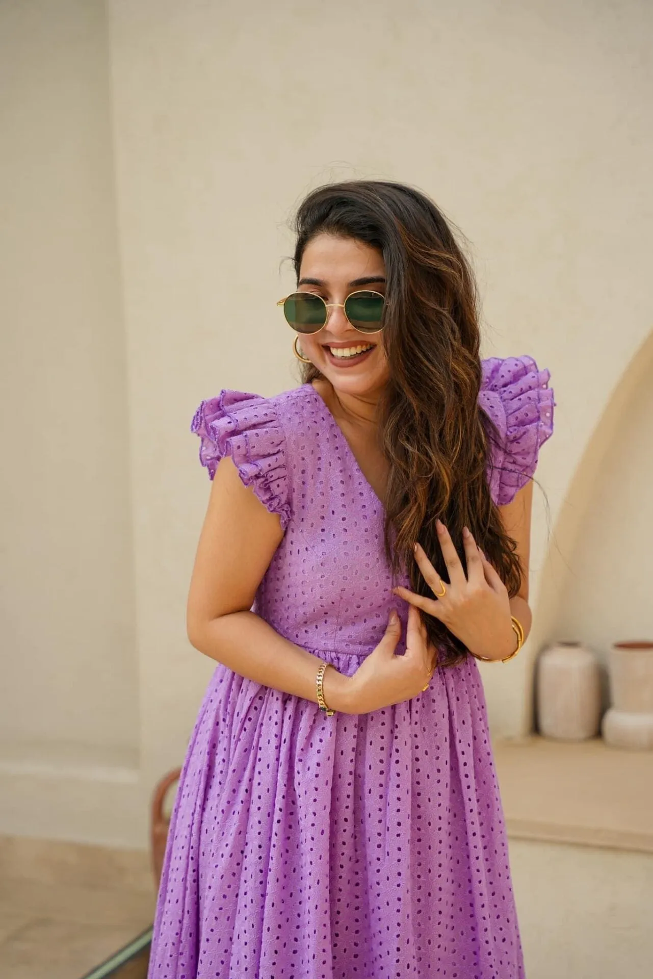 Kai cotton schiffli dress