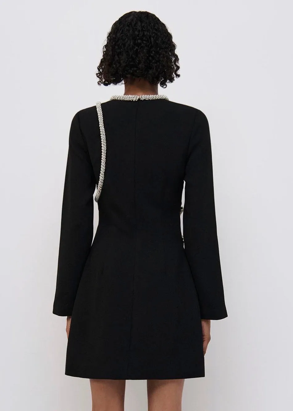 Katharine Diamante Embroidery Mini Dress (Black)