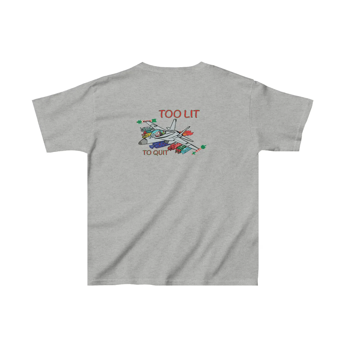Kids F-18 Christmas Too Lit To Quit Tee