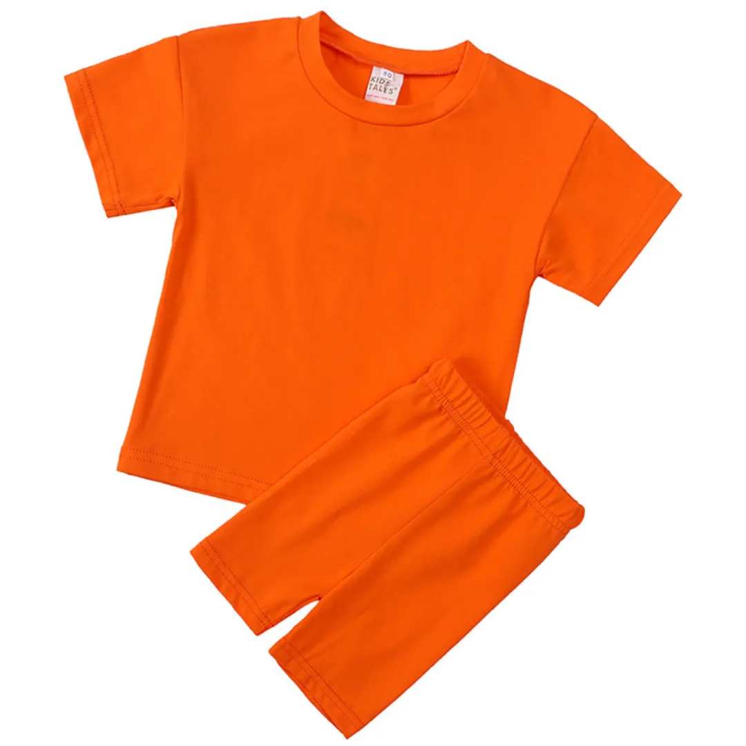 Kids Tales Children's Cycling Shorts Set - Orange
