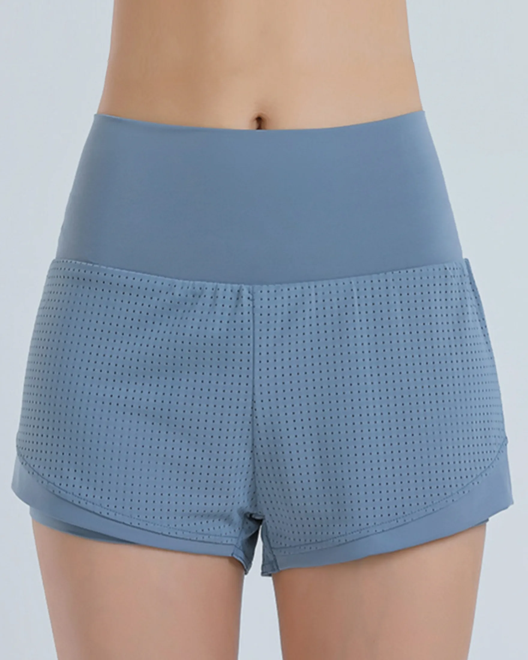 Knit Mesh Breathable Back Pocket Shorts High Waist