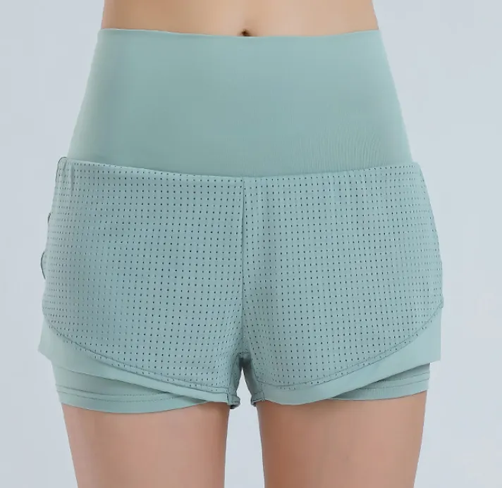 Knit Mesh Breathable Back Pocket Shorts High Waist
