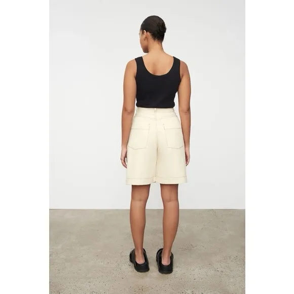 Kowtow Journey Shorts in Greige Denim