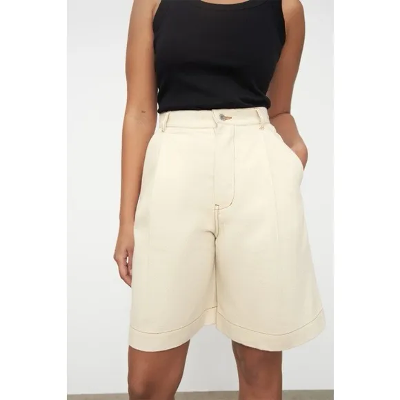 Kowtow Journey Shorts in Greige Denim