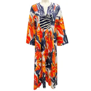La Prestic Ouiston White Multi Printed Cotton Marly Dress