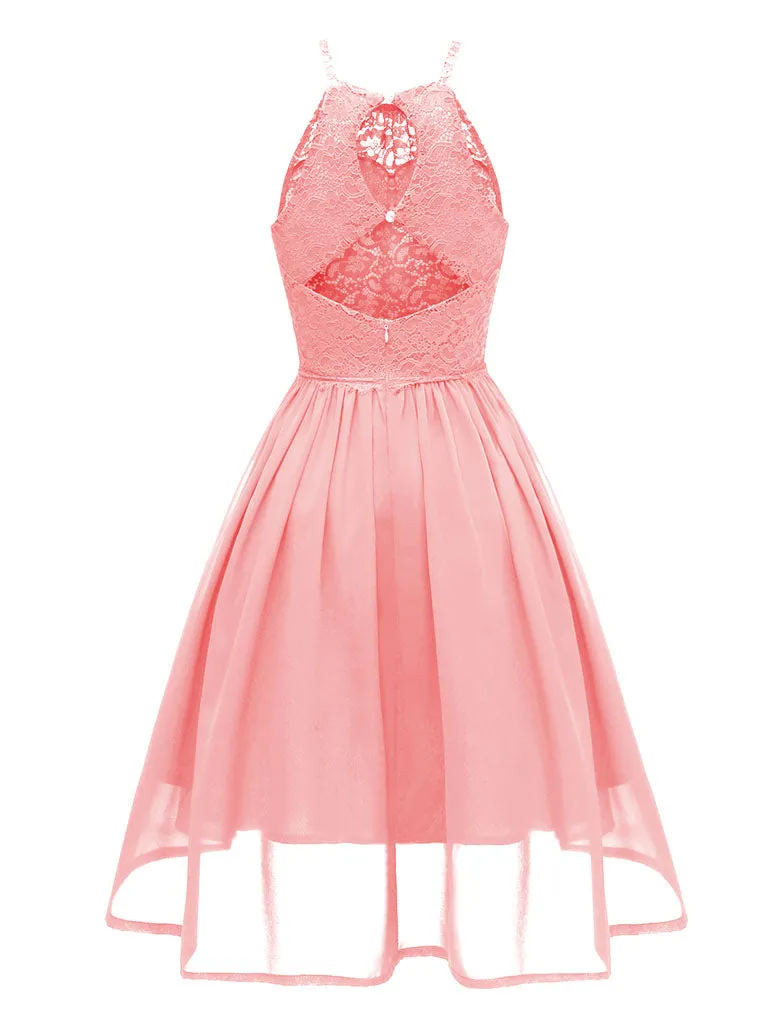 Lace Round Collar Backless 50s 60s Vintage Party Dress