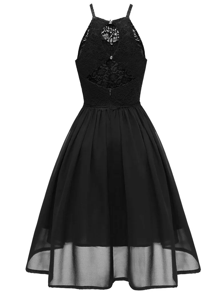 Lace Round Collar Backless 50s 60s Vintage Party Dress