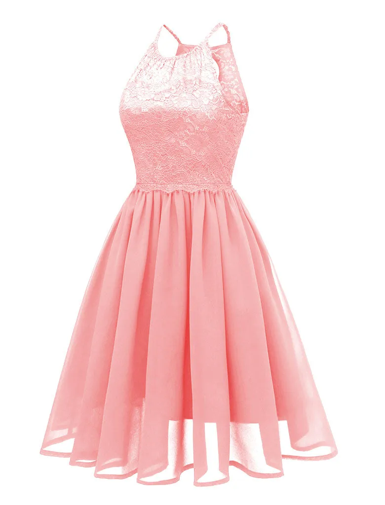 Lace Round Collar Backless 50s 60s Vintage Party Dress