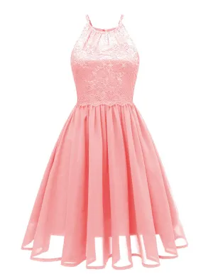 Lace Round Collar Backless 50s 60s Vintage Party Dress