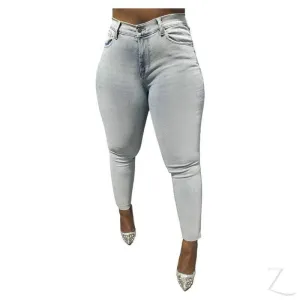 Ladies Super Strong Stretchy Skinny Plain Denim Jeans | Slit Cropped Hem | "Barbie"