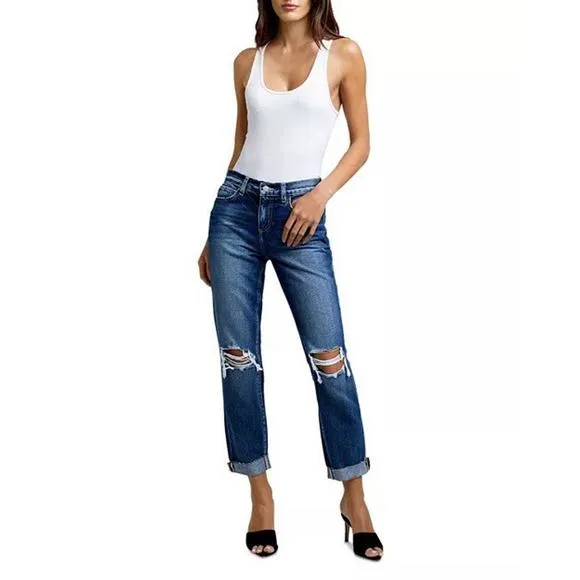 L'AGENCE Olga High Rise Cigarette Cuffed Cropped Straight Jeans Sz 29 NWOT