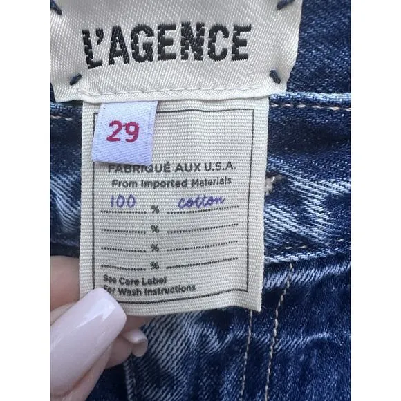 L'AGENCE Olga High Rise Cigarette Cuffed Cropped Straight Jeans Sz 29 NWOT