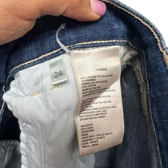 L’agency Sada High Rise Cropped Jeans in Mesa Women’s Size 24