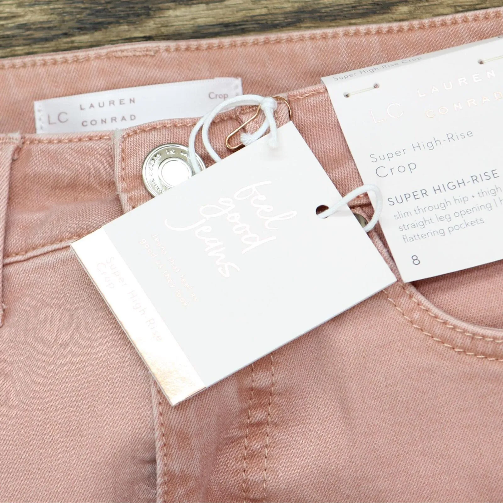 Lc Lauren Conrad Women's Perfect Vintage Super High-Waist Crop Jeans Pink 8