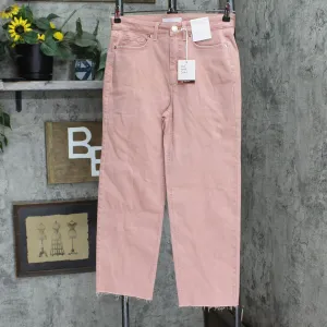 Lc Lauren Conrad Women's Perfect Vintage Super High-Waist Crop Jeans Pink 8