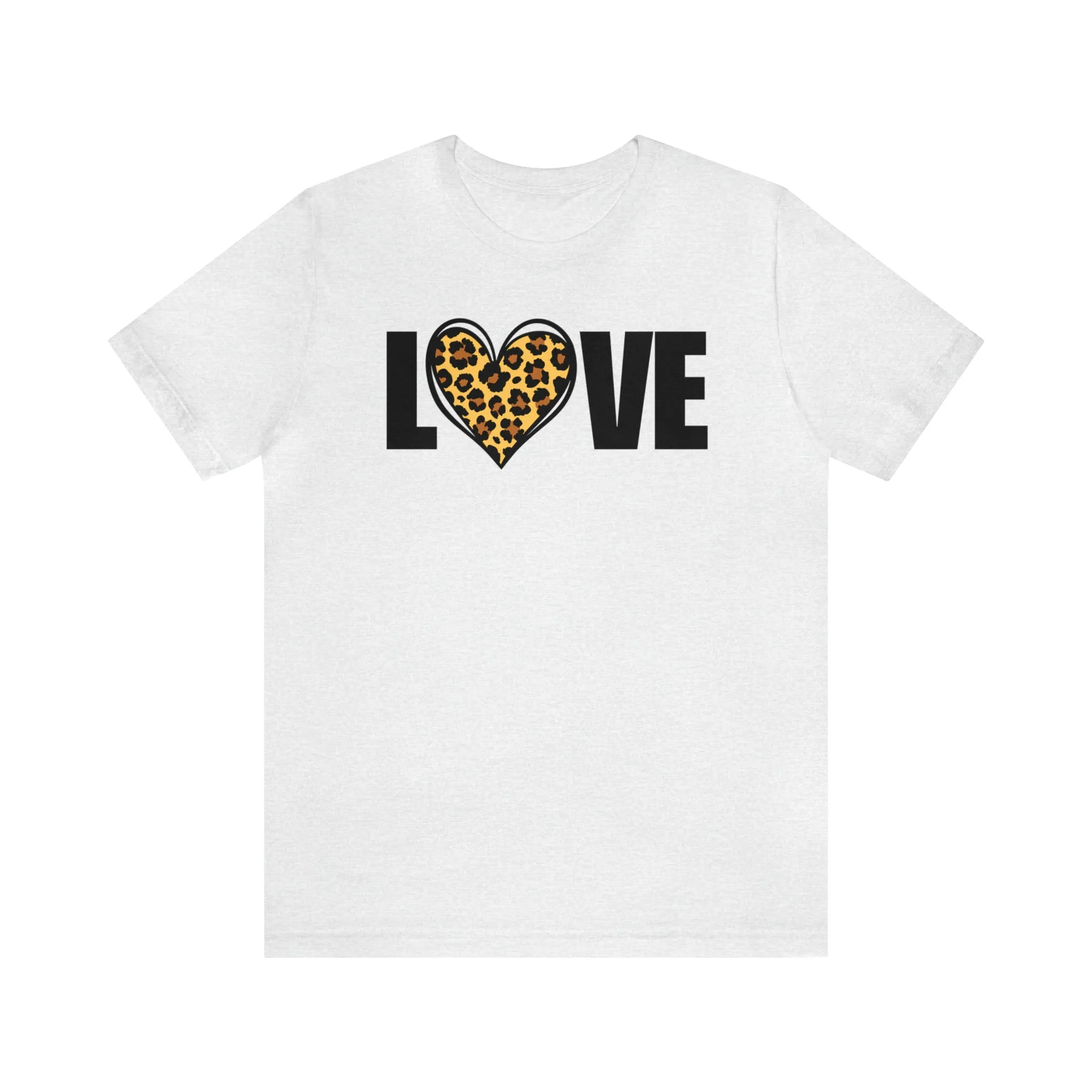 Leopard Heart Happy Valentine's Day T-Shirt | Sweetheart Love Tee |  Bella Canvas 3001 Unisex |  I Love You Short Sleeve Tshirt
