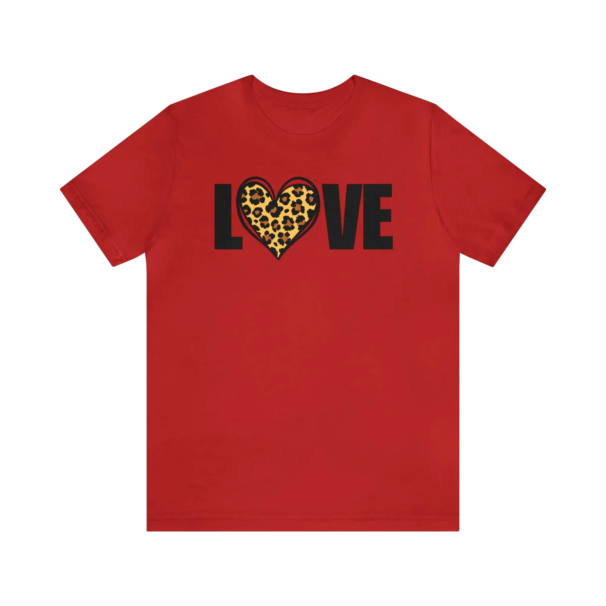 Leopard Heart Happy Valentine's Day T-Shirt | Sweetheart Love Tee |  Bella Canvas 3001 Unisex |  I Love You Short Sleeve Tshirt