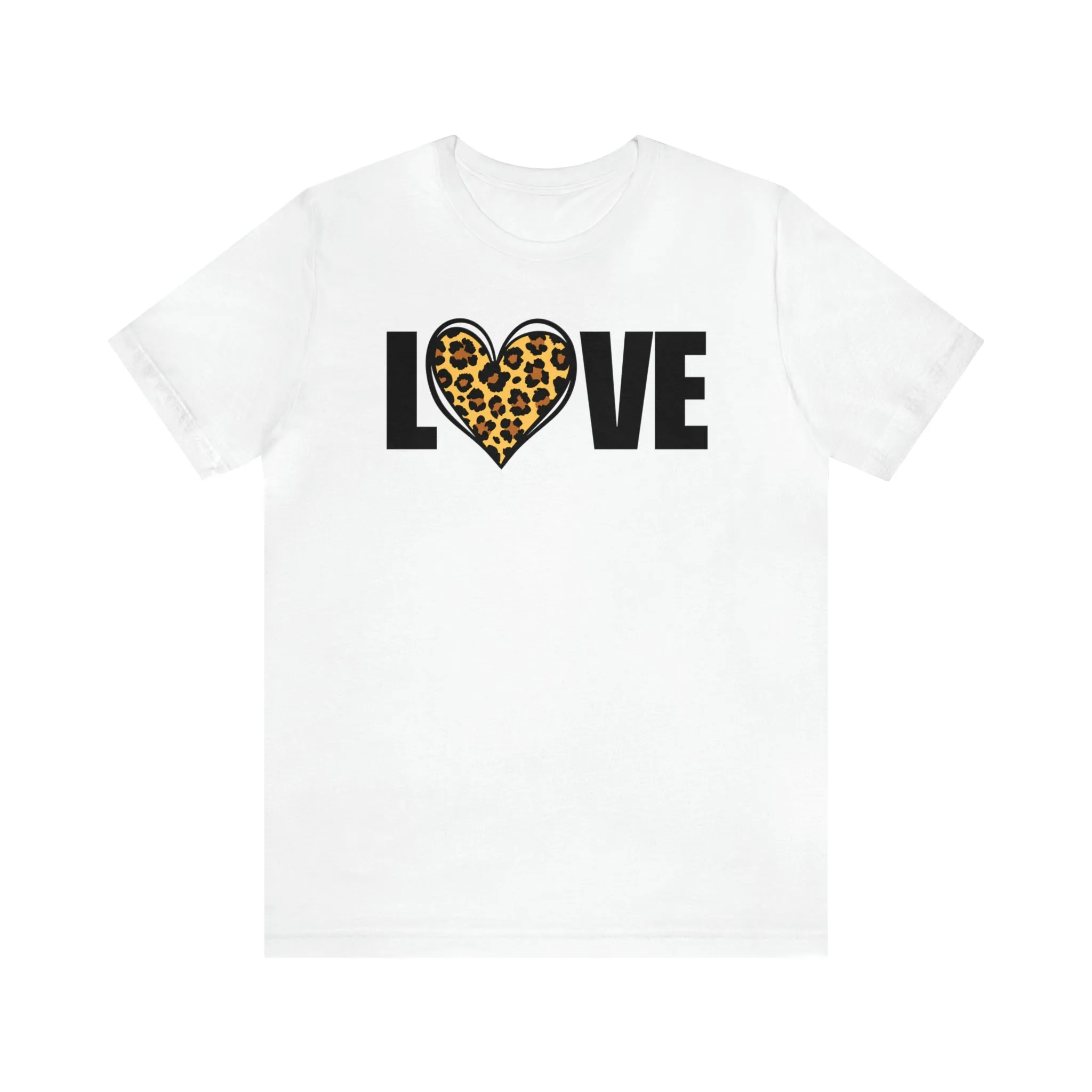 Leopard Heart Happy Valentine's Day T-Shirt | Sweetheart Love Tee |  Bella Canvas 3001 Unisex |  I Love You Short Sleeve Tshirt