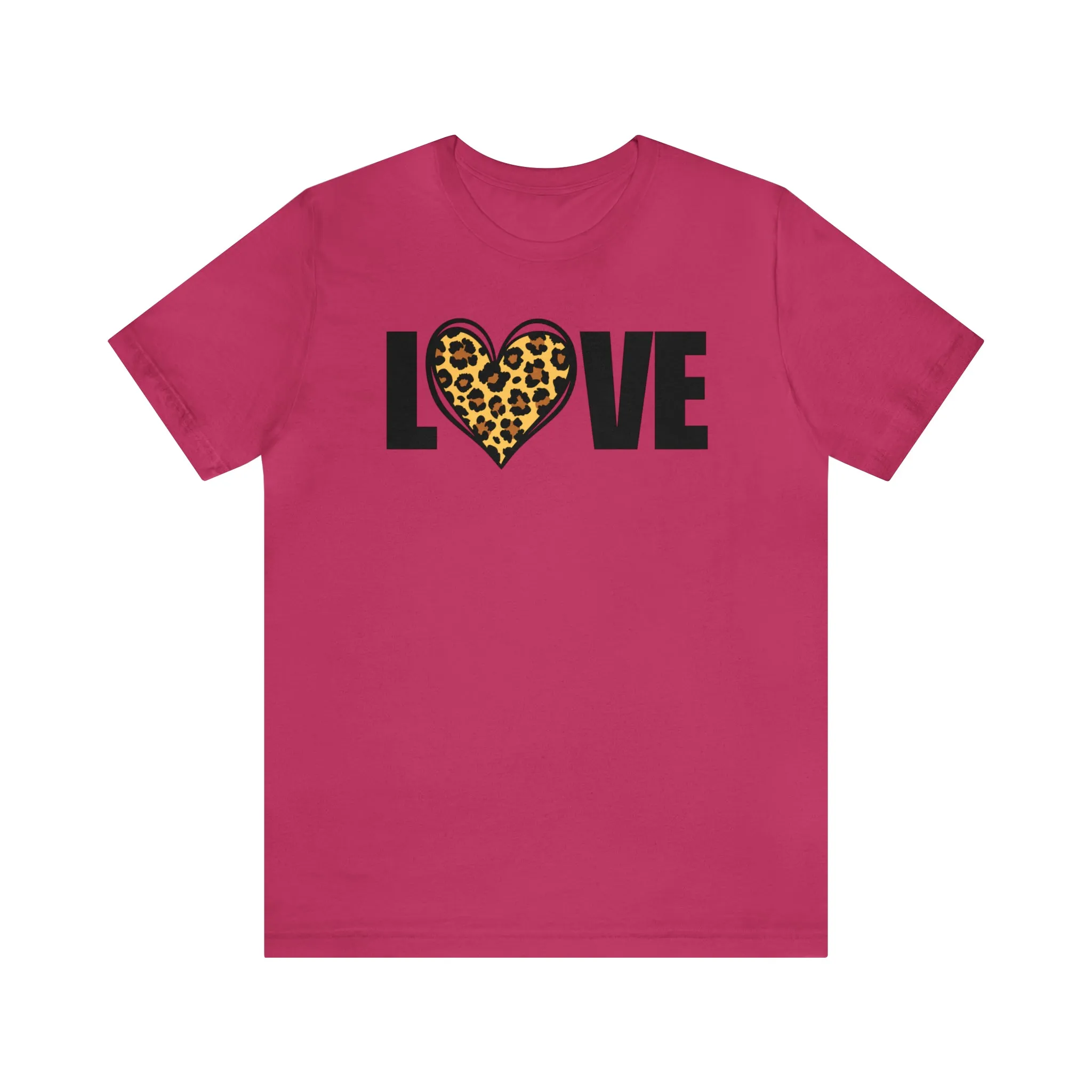 Leopard Heart Happy Valentine's Day T-Shirt | Sweetheart Love Tee |  Bella Canvas 3001 Unisex |  I Love You Short Sleeve Tshirt