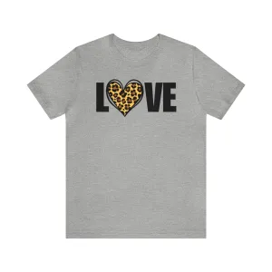 Leopard Heart Happy Valentine's Day T-Shirt | Sweetheart Love Tee |  Bella Canvas 3001 Unisex |  I Love You Short Sleeve Tshirt