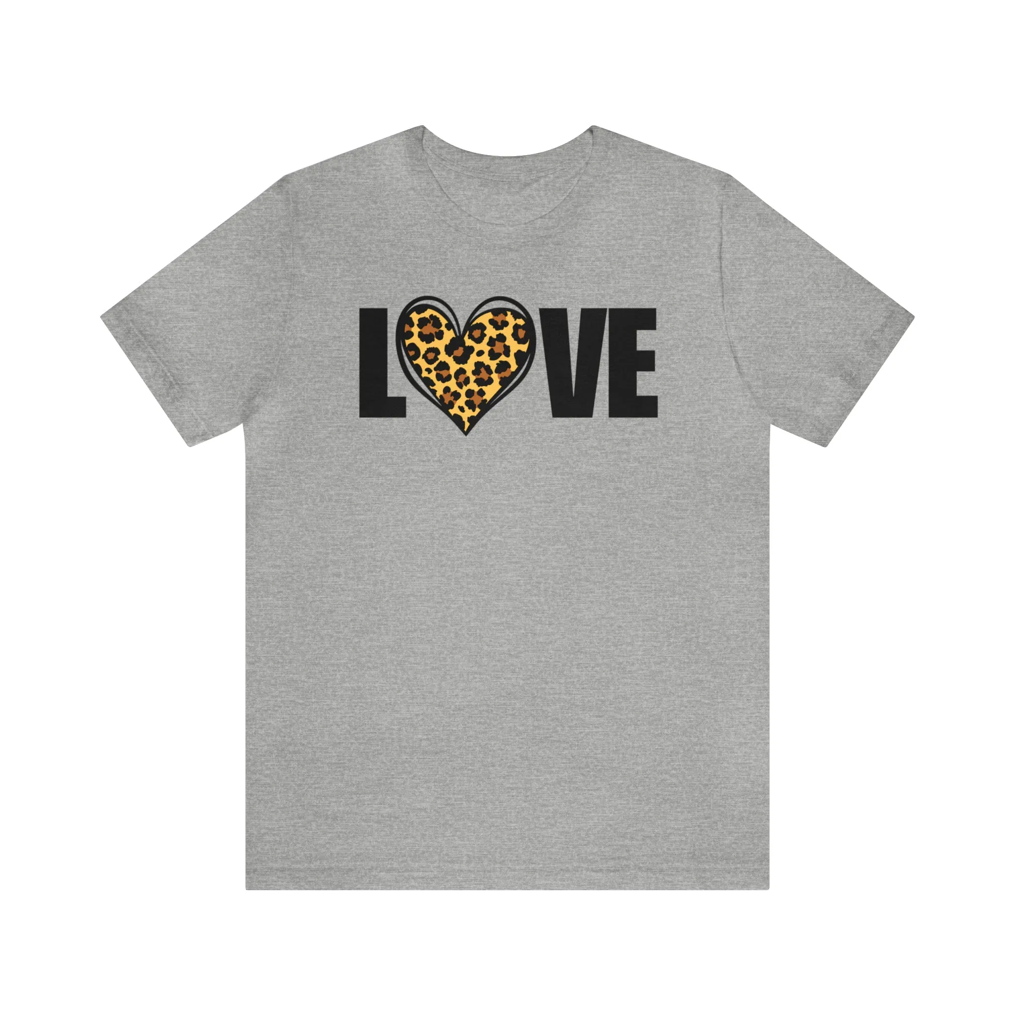 Leopard Heart Happy Valentine's Day T-Shirt | Sweetheart Love Tee |  Bella Canvas 3001 Unisex |  I Love You Short Sleeve Tshirt