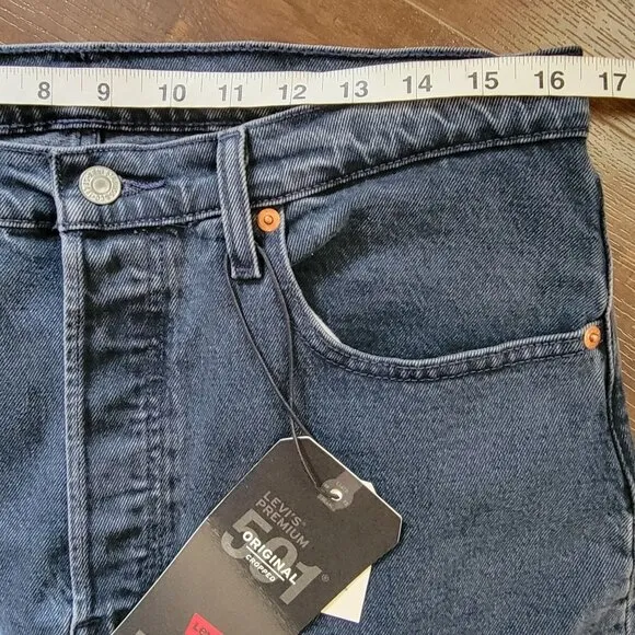Levis 501 Jeans High Rise Womens 32 Dark Blue Classic Contemporary Chic Timeless