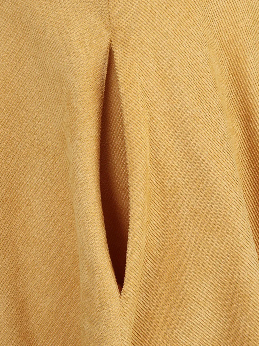 Light Yellow Corduroy Sleeveless 1950S Vinatge Dress With Pockets