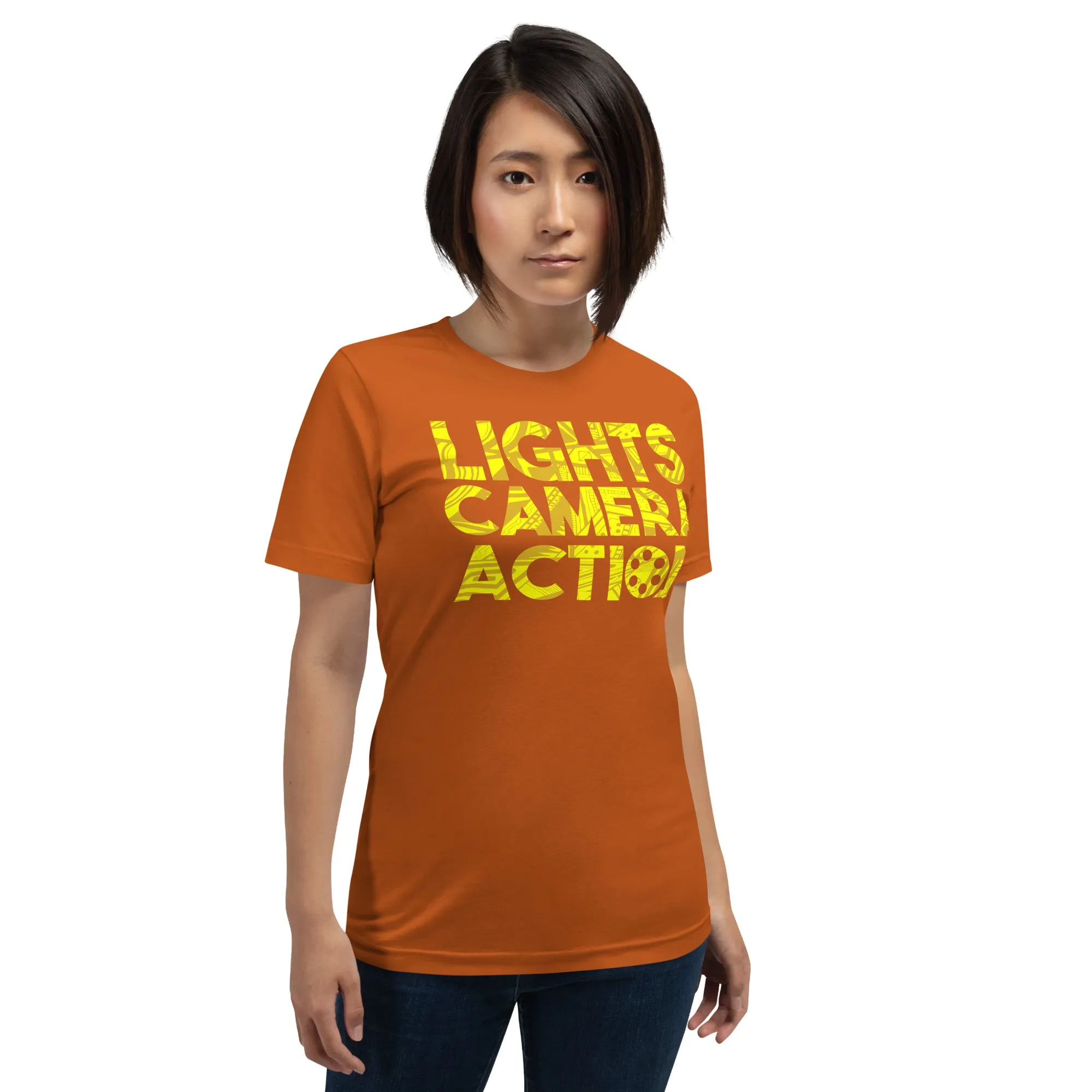 Lights Camera Action Yellow - Short-Sleeve Staple Unisex T-Shirt