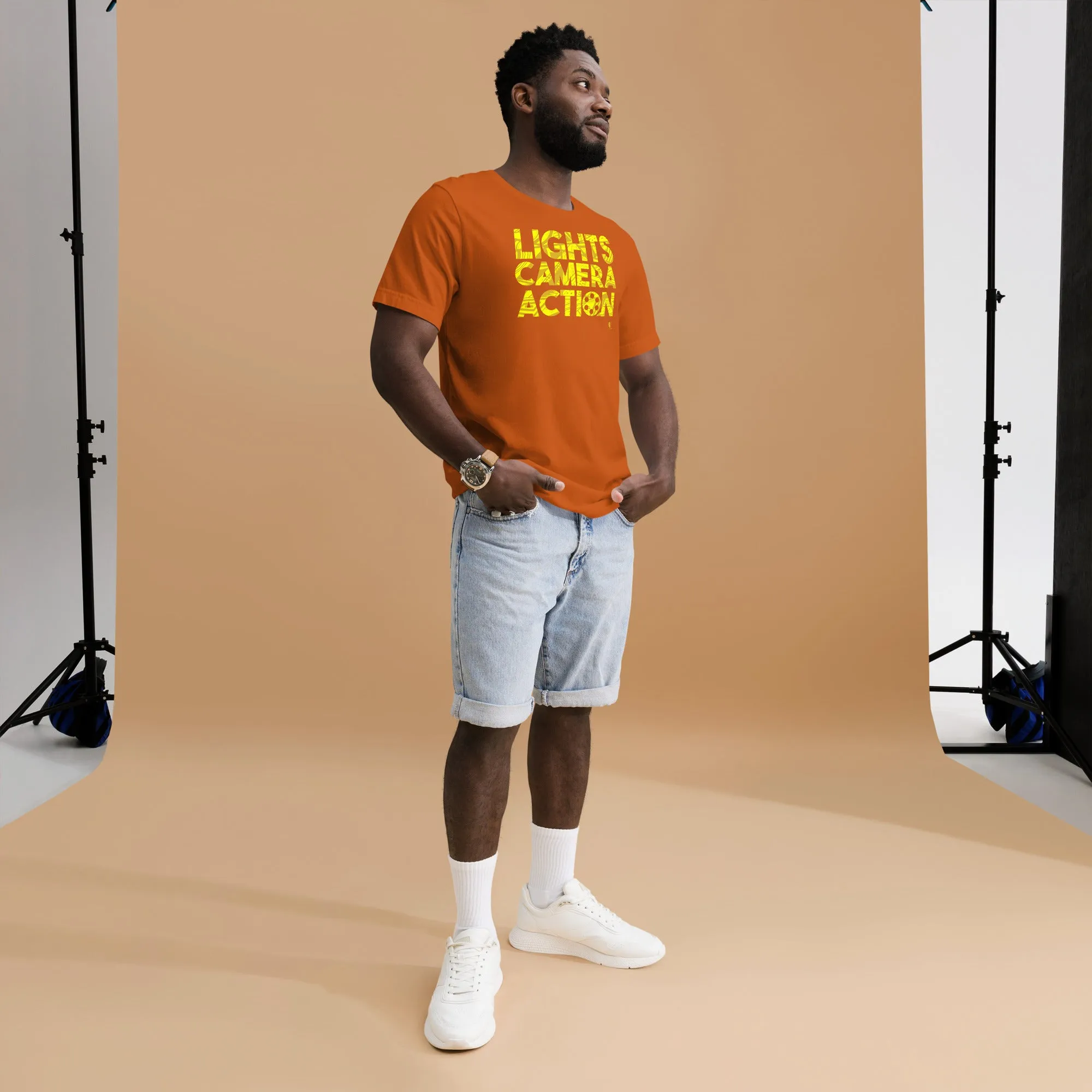 Lights Camera Action Yellow - Short-Sleeve Staple Unisex T-Shirt