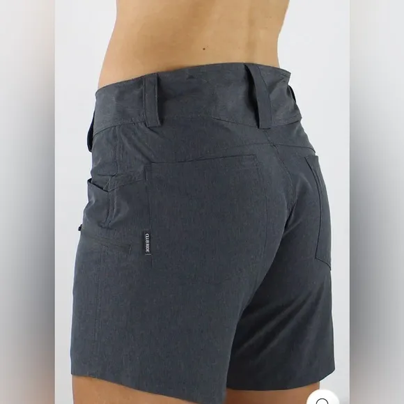 LIKE NEW Women’s Club Ride Eden Modern Trail Shorts, size large, asphalt grey