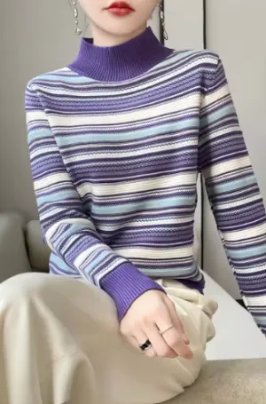 Lisa - Halbhoher Strickpullover mit Kragen