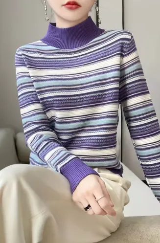 Lisa - Halbhoher Strickpullover mit Kragen