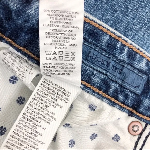 Lucky Brand Lucky Pins Embroidered High Rise Denim Jeans 24‎