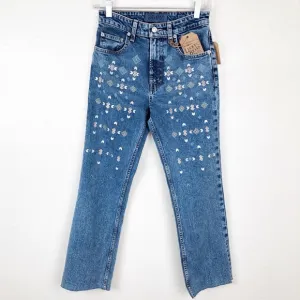 Lucky Brand Lucky Pins Embroidered High Rise Denim Jeans 24‎